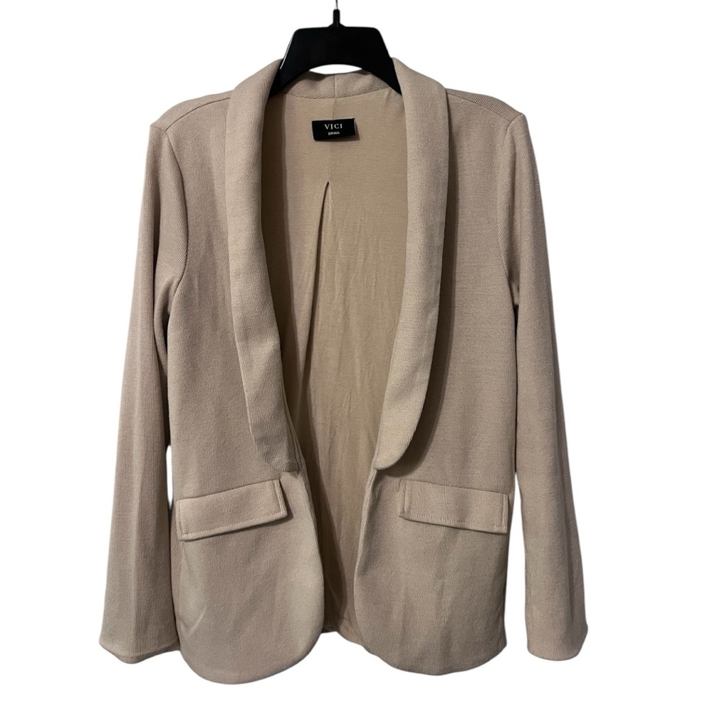 Vici Open Front Blazer Sweater Tan Size Small